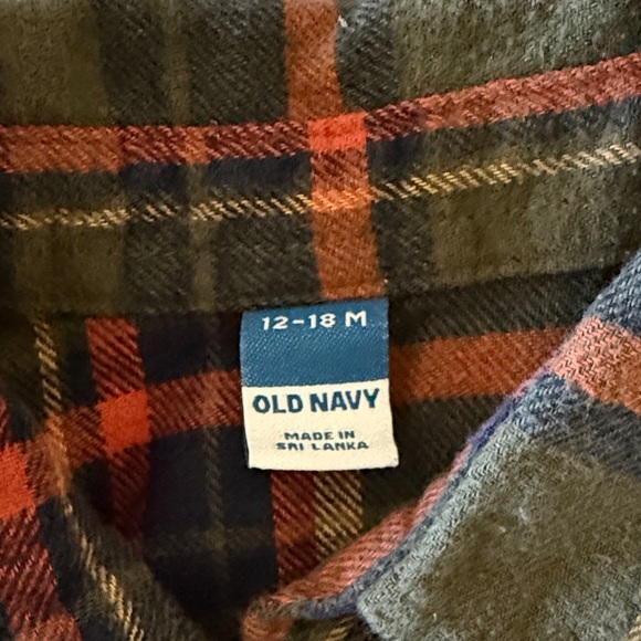 Old Navy Kids Plaid Button-Down Shirt - Green and Red - Picture 2 of 5